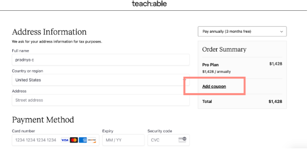 Click Add Coupon Option